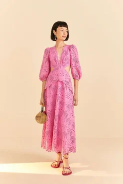 Farm Rio Pink Richelieu Midi Dress