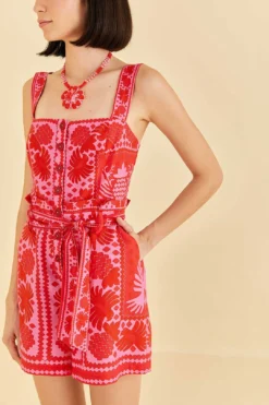 Farm Rio Red Jungle Scarf Romper -Farm Rio Shop 313677 03