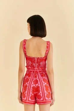 Farm Rio Red Jungle Scarf Romper -Farm Rio Shop 313677 04