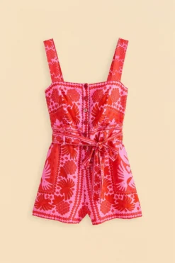 Farm Rio Red Jungle Scarf Romper -Farm Rio Shop 313677 06