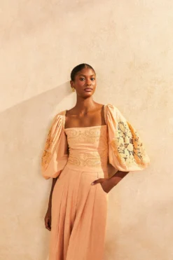 Farm Rio Dark Sand Lace Blouse -Farm Rio Shop 313679 03