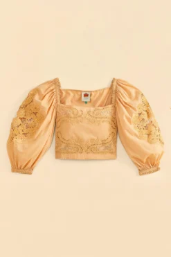 Farm Rio Dark Sand Lace Blouse -Farm Rio Shop 313679 06