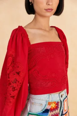 Farm Rio Red Lace Blouse 8 Farm Rio Red Lace Blouse -Farm Rio Shop 313682 03