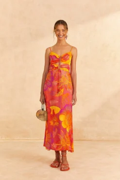 Farm Rio Summer Garden Ombre Lenzing™ Ecovero™ Viscose Midi Dress