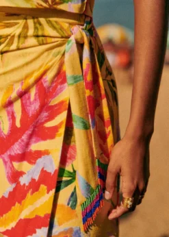 Farm Rio Summer Forest Yellow Bia Midi Skirt -Farm Rio Shop 313792 03