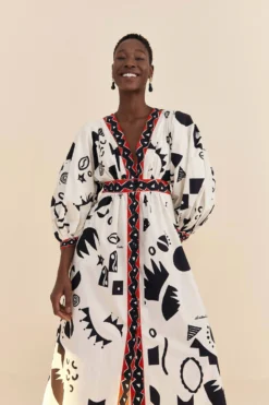 Farm Rio Off-White Pitta Soul Puff Sleeve Midi Dress 8 Farm Rio Off-White Pitta Soul Puff Sleeve Midi Dress -Farm Rio Shop 314083 03 scaled
