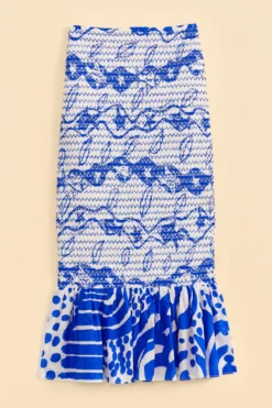 Farm Rio Off-White Pitta Waves Smocked Midi Skirt -Farm Rio Shop 314084 06 scaled