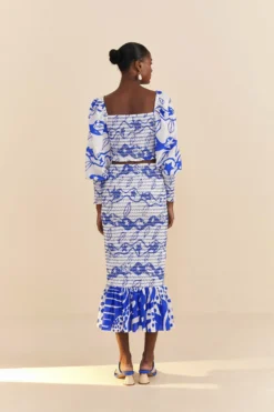 Farm Rio Off-White Pitta Waves Smocked Blouse -Farm Rio Shop 314085 04 scaled