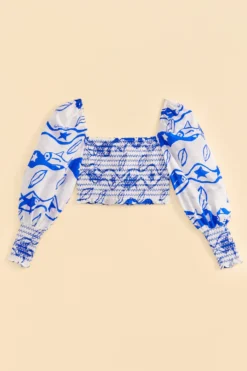 Farm Rio Off-White Pitta Waves Smocked Blouse -Farm Rio Shop 314085 06 scaled