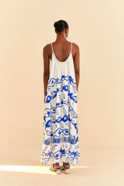 Farm Rio Off-White Pitta Waves Sleeveless Maxi Dress -Farm Rio Shop 314086 04