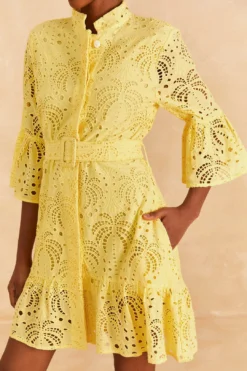 Farm Rio Light Yellow Palm Tree Mini Dress -Farm Rio Shop 314107 03