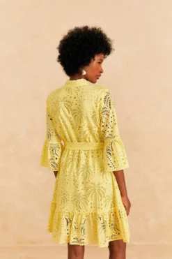 Farm Rio Light Yellow Palm Tree Mini Dress -Farm Rio Shop 314107 04