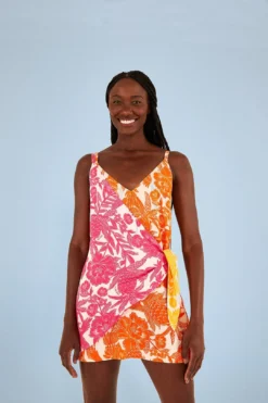 Farm Rio Pink Tropical Woodcut Cover Up