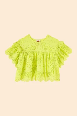 Farm Rio Lime Green Palm Tree Richelieu Blouse -Farm Rio Shop 314472 06