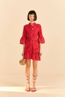 Farm Rio Red Palm Tree Mini Dress