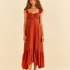 Farm Rio Brown Sleeveless Maxi Dress