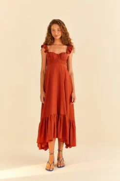 Farm Rio Brown Sleeveless Maxi Dress