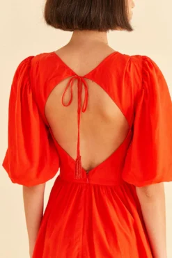 Farm Rio Red Short Sleeves Midi Dress -Farm Rio Shop 314511 03