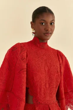 Farm Rio Red Guipure Cut Out Midi Dress 11 Farm Rio Red Guipure Cut Out Midi Dress -Farm Rio Shop 314516 03