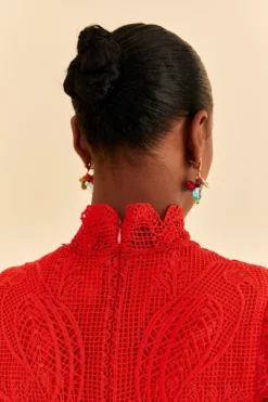 Farm Rio Red Guipure Cut Out Midi Dress 13 Farm Rio Red Guipure Cut Out Midi Dress -Farm Rio Shop 314516 05