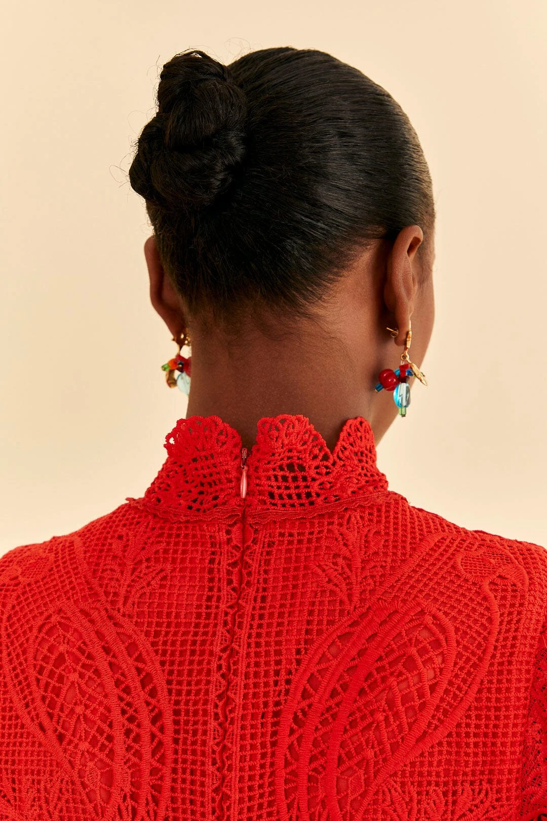 Farm Rio Red Guipure Cut Out Midi Dress 6 Farm Rio Red Guipure Cut Out Midi Dress - Image 6