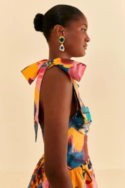 Farm Rio Yellow Painted Flowers Layered Maxi Dress 9 Farm Rio Yellow Painted Flowers Layered Maxi Dress -Farm Rio Shop 314752 03