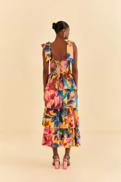 Farm Rio Yellow Painted Flowers Layered Maxi Dress 10 Farm Rio Yellow Painted Flowers Layered Maxi Dress -Farm Rio Shop 314752 04
