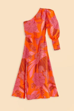 Farm Rio Red Dewdrop Floral One Shoulder Midi Dress 9 Farm Rio Red Dewdrop Floral One Shoulder Midi Dress -Farm Rio Shop 314754 05