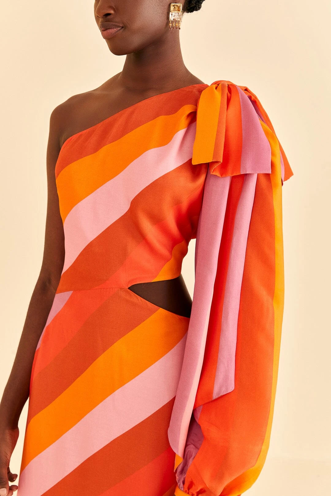 Farm Rio Party Stripes Multicolor One Shoulder Maxi Dress 3 Farm Rio Party Stripes Multicolor One Shoulder Maxi Dress - Image 3