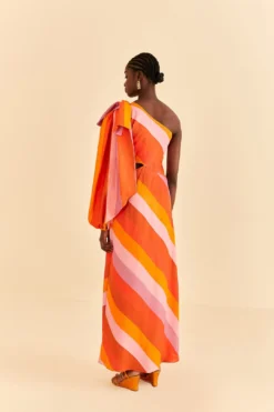 Farm Rio Party Stripes Multicolor One Shoulder Maxi Dress 10 Farm Rio Party Stripes Multicolor One Shoulder Maxi Dress -Farm Rio Shop 314757 04