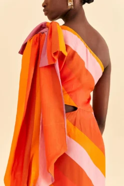 Farm Rio Party Stripes Multicolor One Shoulder Maxi Dress 11 Farm Rio Party Stripes Multicolor One Shoulder Maxi Dress -Farm Rio Shop 314757 05