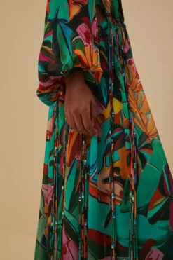 Farm Rio Banana Foliage V Neckline Maxi Dress -Farm Rio Shop 314760 03