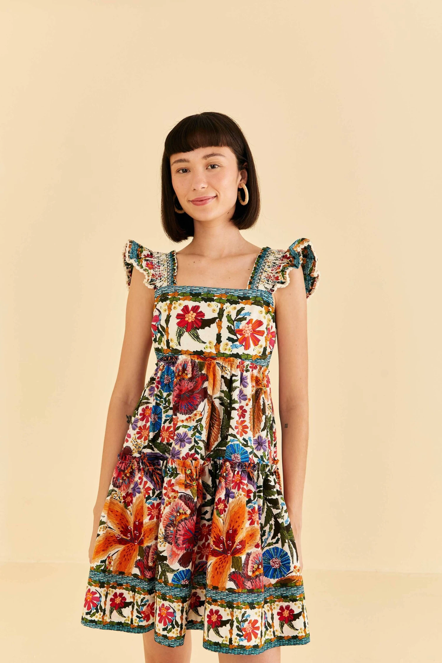 Farm Rio Off-White Tropical Yard Sleeveless Mini Dress 2 Farm Rio Off-White Tropical Yard Sleeveless Mini Dress - Image 2