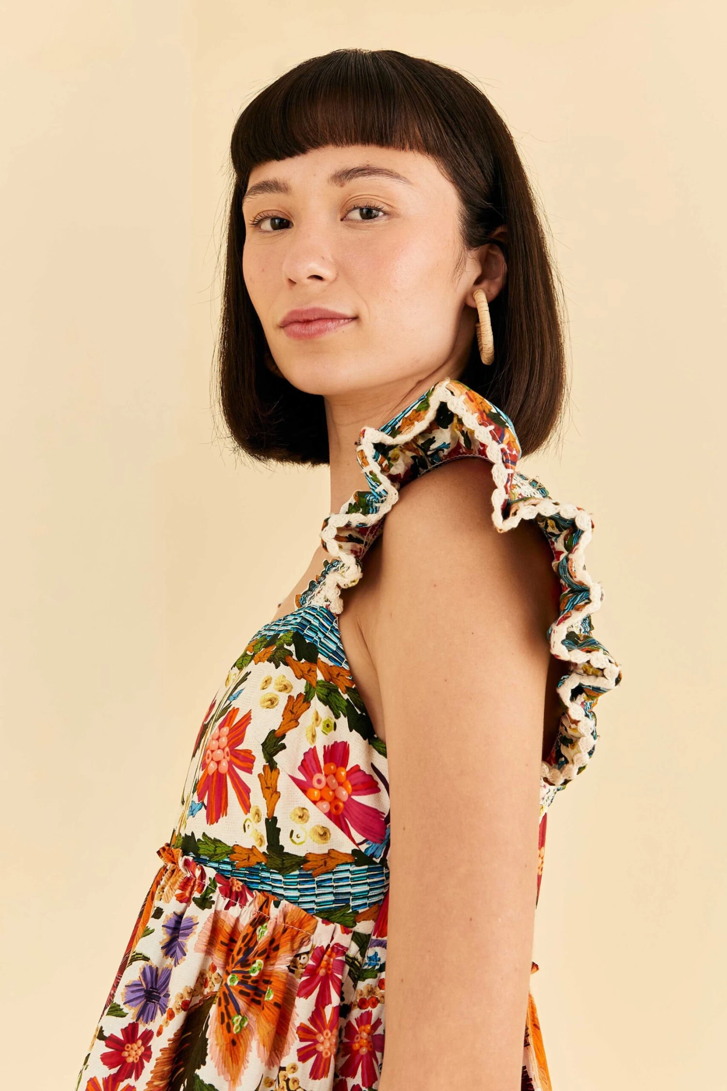 Farm Rio Off-White Tropical Yard Sleeveless Mini Dress 3 Farm Rio Off-White Tropical Yard Sleeveless Mini Dress - Image 3