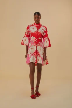 Farm Rio Pink Soft Garden Short Sleeve Mini Dress -Farm Rio Shop 315959 03