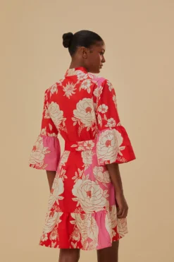 Farm Rio Pink Soft Garden Short Sleeve Mini Dress -Farm Rio Shop 315959 05