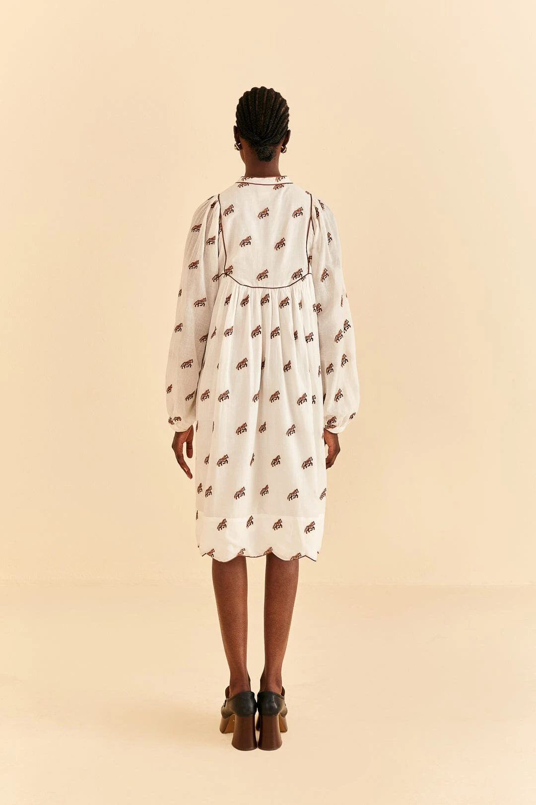 Farm Rio Off-White Embroidered Horses Midi Dress 4 Farm Rio Off-White Embroidered Horses Midi Dress - Image 4