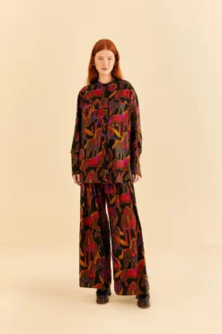 Farm Rio Black Wild Horses Pants