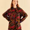 Farm Rio Black Wild Horses Maxi Shirt