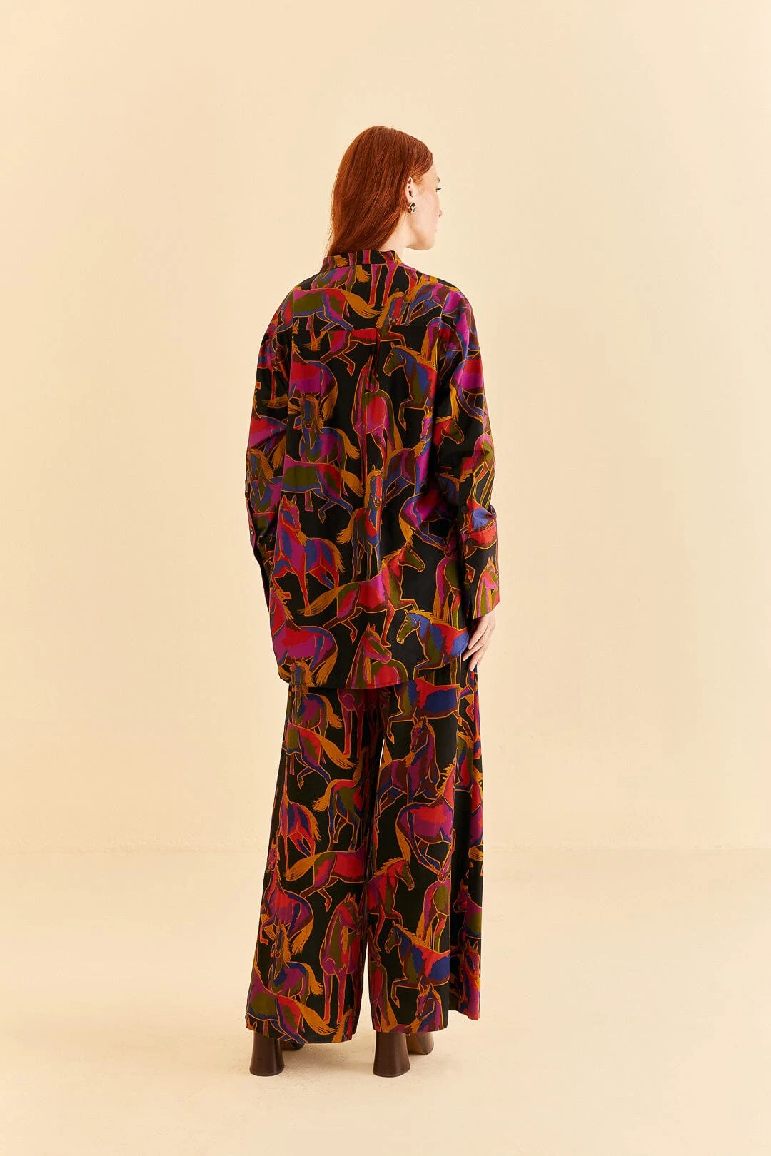 Farm Rio Black Wild Horses Maxi Shirt 4 Farm Rio Black Wild Horses Maxi Shirt - Image 4