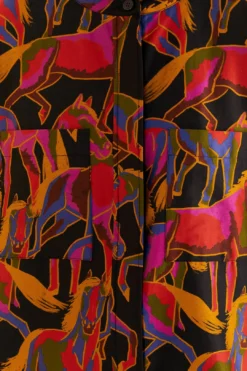 Farm Rio Black Wild Horses Maxi Shirt 9 Farm Rio Black Wild Horses Maxi Shirt -Farm Rio Shop 315994 05