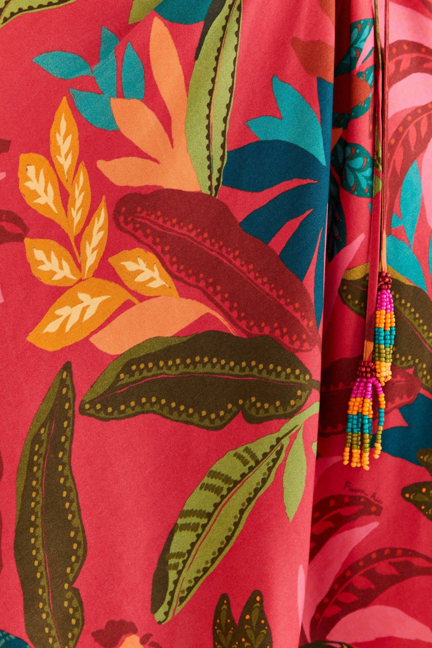 Farm Rio Red Rooster Leaves Long Sleeve Mini Dress 5 Farm Rio Red Rooster Leaves Long Sleeve Mini Dress - Image 5