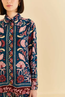 Farm Rio Teal Seashell Tapestry Shirt -Farm Rio Shop 318132 03 scaled