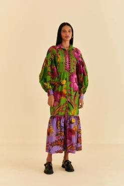 Farm Rio Maxi Flowers Organic Cotton Maxi Dress