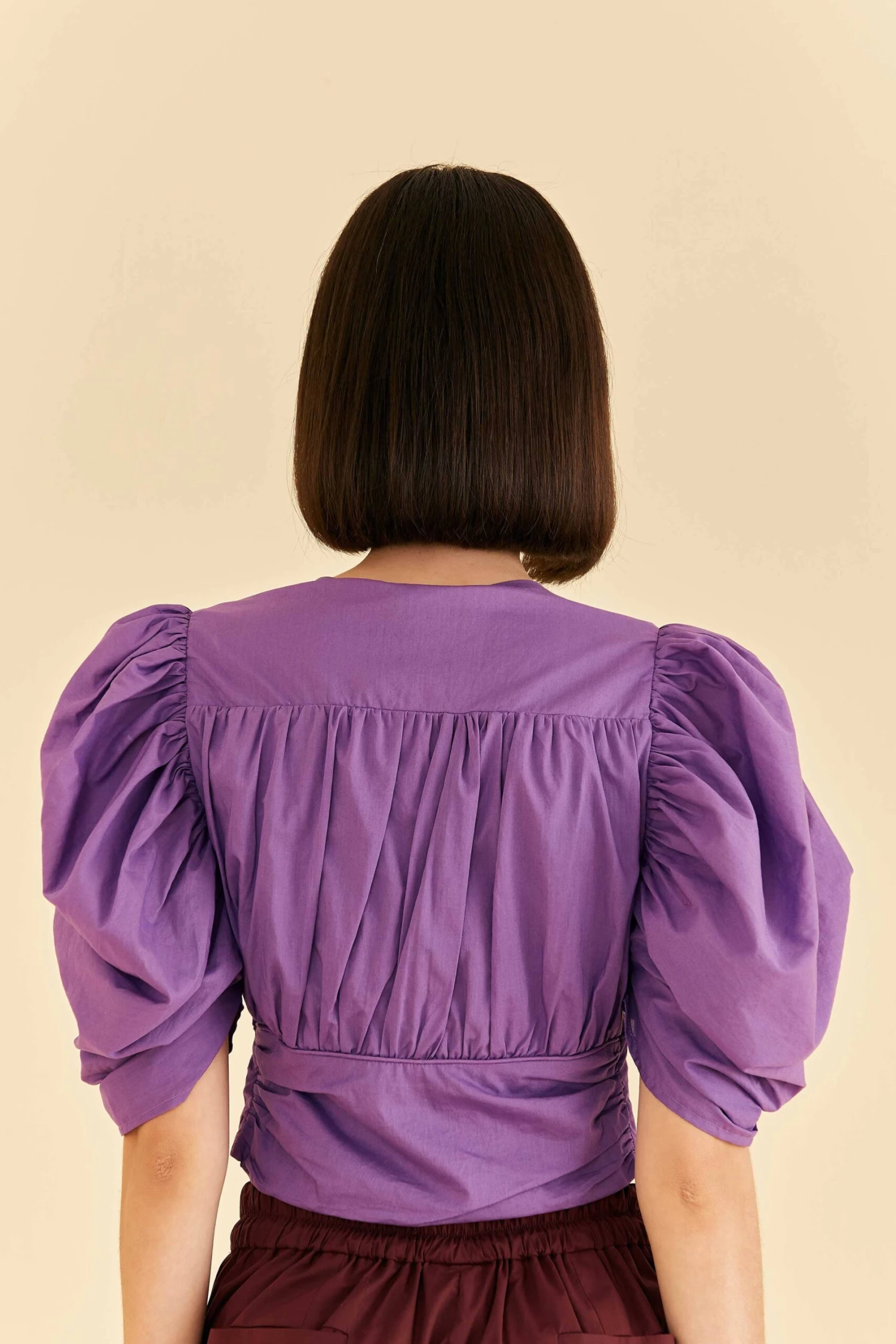 Farm Rio Purple Cropped Blouse 3 Farm Rio Purple Cropped Blouse - Image 3