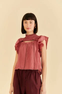 Farm Rio Blush Ruffles Blouse