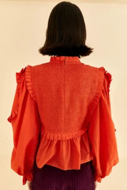 Farm Rio Orange Smocked Blouse 7 Farm Rio Orange Smocked Blouse -Farm Rio Shop 320259 04