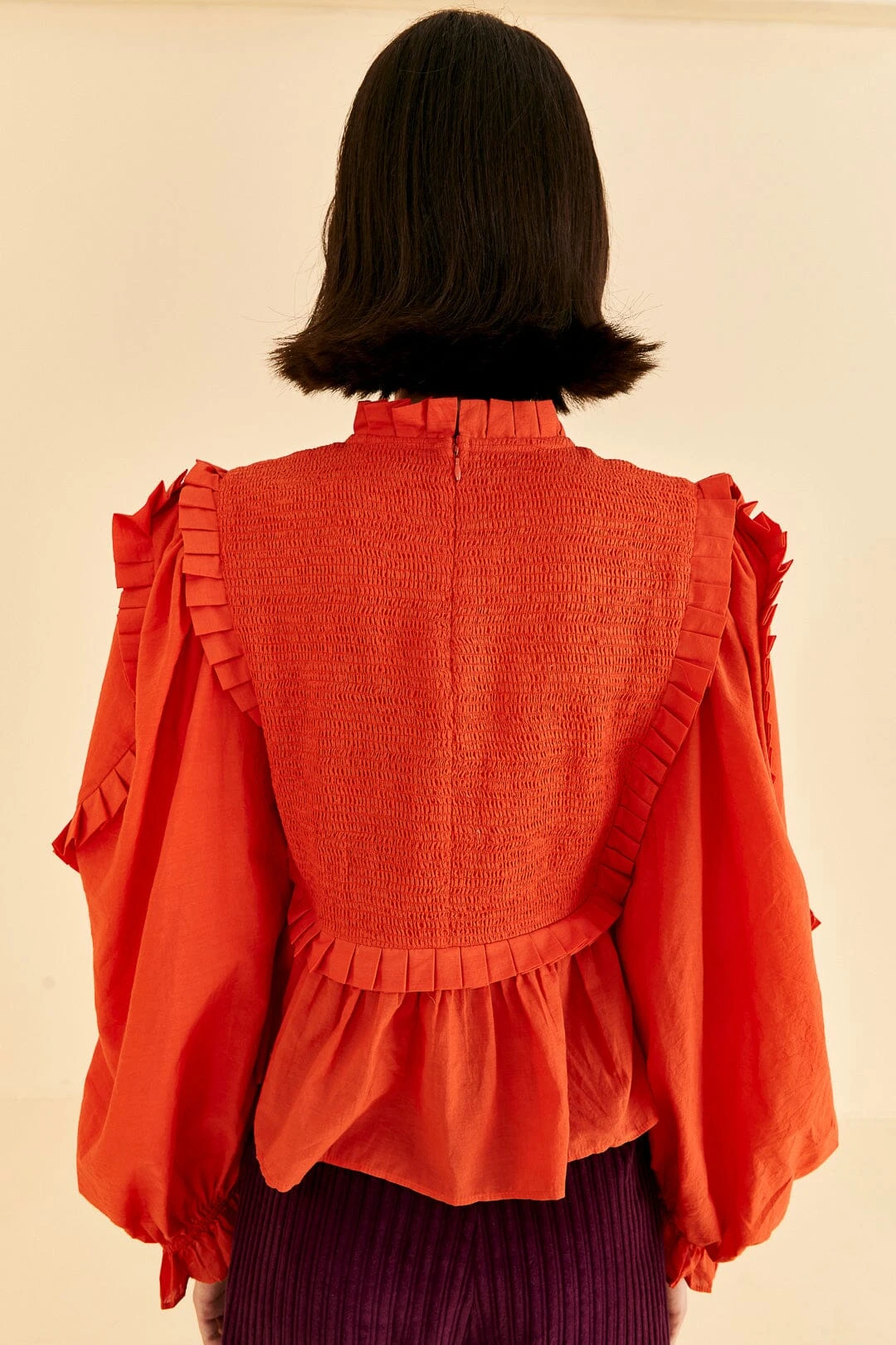 Farm Rio Orange Smocked Blouse 4 Farm Rio Orange Smocked Blouse - Image 4