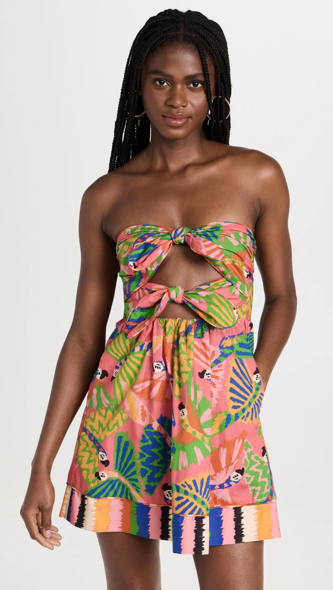 Farm Rio Shop -Farm Rio Shop farm rio GRAPHIC MACAWS CORAL Graphic Macaws Cora Mini Dress Graphic Macaws Cora